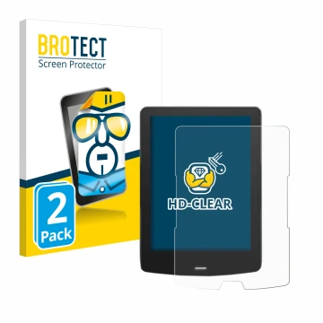 Parte frontal de un envase de producto con el logotipo de la marca BROTECT. Al lado se muestra el dispositivo inkBOOK Calypso 