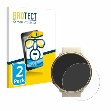 Parte frontal de un envase de producto con el logotipo de la marca BROTECT. Al lado se muestra el dispositivo Polar Ignite 2 c