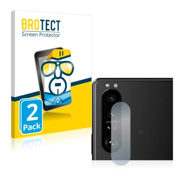 Parte frontal de un envase de producto con el logotipo de la marca BROTECT. Al lado se muestra el dispositivo Sony Xperia 5 II
