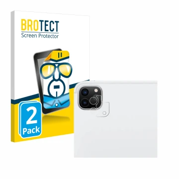 Parte frontal de un envase de producto con el logotipo de la marca BROTECT. Al lado se muestra el dispositivo Apple iPad Pro 1
