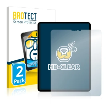 Parte frontal de un envase de producto con el logotipo de la marca BROTECT. Al lado se muestra el dispositivo Apple iPad Pro 1
