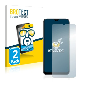 Parte frontal de un envase de producto con el logotipo de la marca BROTECT. Al lado se muestra el dispositivo realme C11 2021 