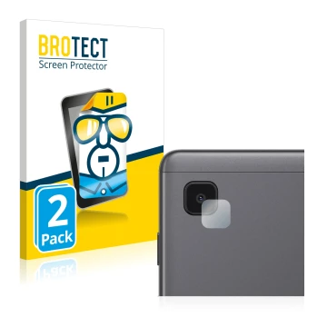 Parte frontal de un envase de producto con el logotipo de la marca BROTECT. Al lado se muestra el dispositivo Samsung Galaxy T