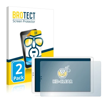 Parte frontal de un envase de producto con el logotipo de la marca BROTECT. Al lado se muestra el dispositivo Samsung Galaxy T
