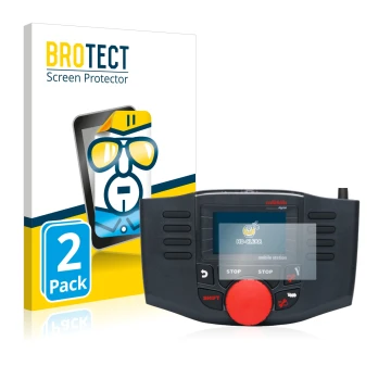 Parte frontal de un envase de producto con el logotipo de la marca BROTECT. Al lado se muestra el dispositivo Märklin Mobile S