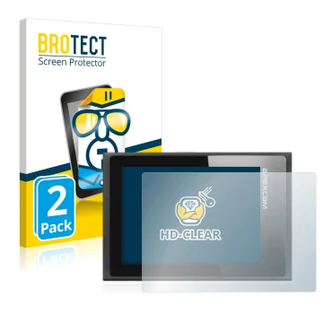 Parte frontal de un envase de producto con el logotipo de la marca BROTECT. Al lado se muestra el dispositivo Apexcam ‎M80 Air