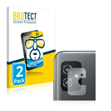 Parte frontal de un envase de producto con el logotipo de la marca BROTECT. Al lado se muestra el dispositivo ASUS ZenFone 8 (