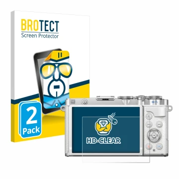 Parte frontal de un envase de producto con el logotipo de la marca BROTECT. Al lado se muestra el dispositivo Olympus PEN E-P7