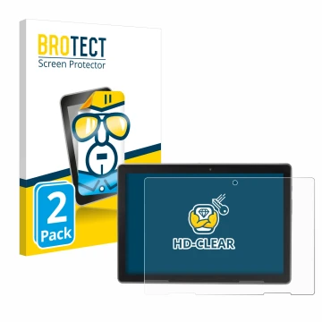 Parte frontal de un envase de producto con el logotipo de la marca BROTECT. Al lado se muestra el dispositivo MEDION Lifetab P