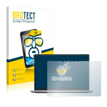 Parte frontal de un envase de producto con el logotipo de la marca BROTECT. Al lado se muestra el dispositivo Dell Latitude 94