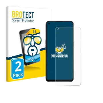 Parte frontal de un envase de producto con el logotipo de la marca BROTECT. Al lado se muestra el dispositivo realme GT Master