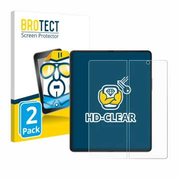 Parte frontal de un envase de producto con el logotipo de la marca BROTECT. Al lado se muestra el dispositivo Samsung Galaxy Z