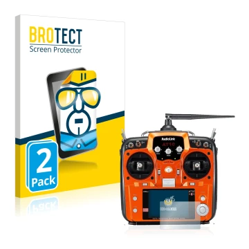 Parte frontal de un envase de producto con el logotipo de la marca BROTECT. Al lado se muestra el dispositivo RadioLink AT10II