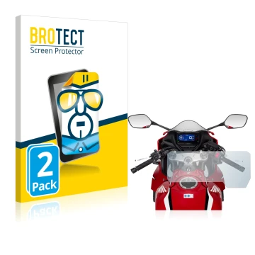Parte frontal de un envase de producto con el logotipo de la marca BROTECT. Al lado se muestra el dispositivo Honda CBR650R 20