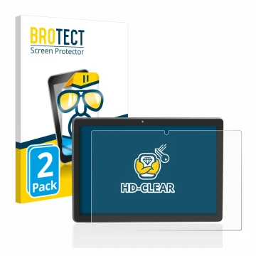 Parte frontal de un envase de producto con el logotipo de la marca BROTECT. Al lado se muestra el dispositivo Majestic Tab-912