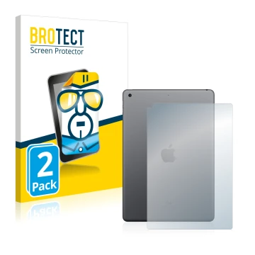 Parte frontal de un envase de producto con el logotipo de la marca BROTECT. Al lado se muestra el dispositivo Apple iPad 10.2