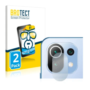 Parte frontal de un envase de producto con el logotipo de la marca BROTECT. Al lado se muestra el dispositivo Xiaomi 11 Lite 5