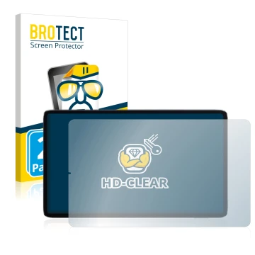 Parte frontal de un envase de producto con el logotipo de la marca BROTECT. Al lado se muestra el dispositivo Xiaomi Mi Pad 5 