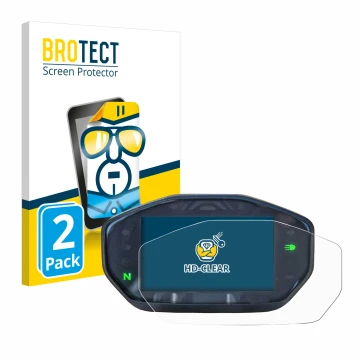 Parte frontal de un envase de producto con el logotipo de la marca BROTECT. Al lado se muestra el dispositivo Ducati Monster /