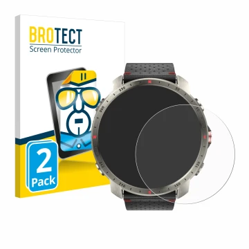 Parte frontal de un envase de producto con el logotipo de la marca BROTECT. Al lado se muestra el dispositivo Polar Grit X Pro