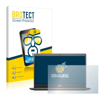 Parte frontal de un envase de producto con el logotipo de la marca BROTECT. Al lado se muestra el dispositivo Dell Latitude 35
