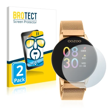 Parte frontal de un envase de producto con el logotipo de la marca BROTECT. Al lado se muestra el dispositivo Oozoo Q00117 con