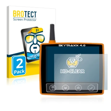 Parte frontal de un envase de producto con el logotipo de la marca BROTECT. Al lado se muestra el dispositivo Skytraxx 4.0 con