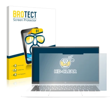 Parte frontal de un envase de producto con el logotipo de la marca BROTECT. Al lado se muestra el dispositivo HP EliteBook x36