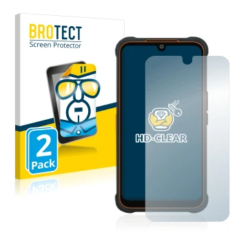 Parte frontal de un envase de producto con el logotipo de la marca BROTECT. Al lado se muestra el dispositivo AGM Glory Pro co