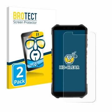 Parte frontal de un envase de producto con el logotipo de la marca BROTECT. Al lado se muestra el dispositivo Ulefone Armor X9