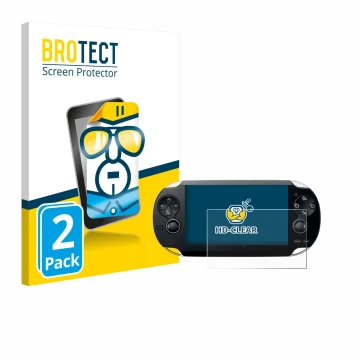 Parte frontal de un envase de producto con el logotipo de la marca BROTECT. Al lado se muestra el dispositivo Sony Playstation