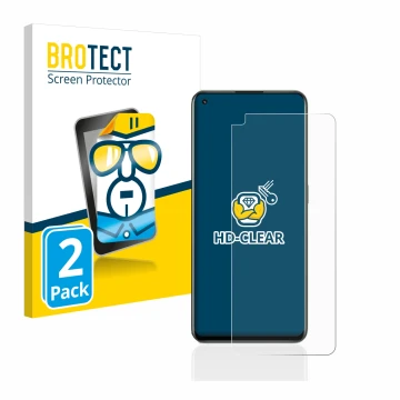 Parte frontal de un envase de producto con el logotipo de la marca BROTECT. Al lado se muestra el dispositivo realme GT 2 Pro 