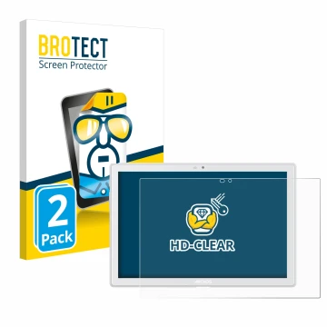 Parte frontal de un envase de producto con el logotipo de la marca BROTECT. Al lado se muestra el dispositivo Archos T101 4G c