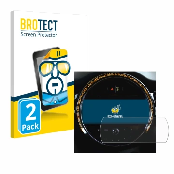 Parte frontal de un envase de producto con el logotipo de la marca BROTECT. Al lado se muestra el dispositivo Mini Cooper 2021