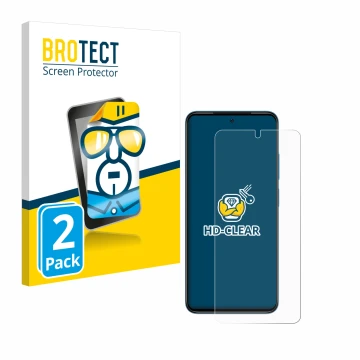 Parte frontal de un envase de producto con el logotipo de la marca BROTECT. Al lado se muestra el dispositivo Xiaomi Redmi Not