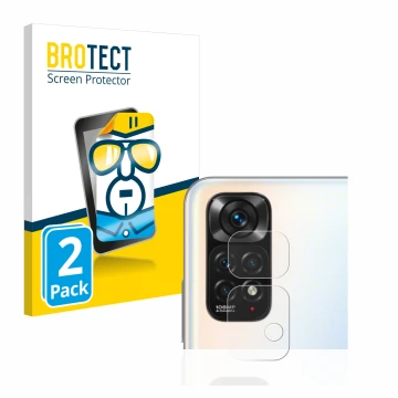 Parte frontal de un envase de producto con el logotipo de la marca BROTECT. Al lado se muestra el dispositivo Xiaomi Redmi Not