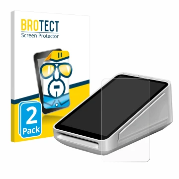 Parte frontal de un envase de producto con el logotipo de la marca BROTECT. Al lado se muestra el dispositivo Square Terminal 