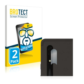 Parte frontal de un envase de producto con el logotipo de la marca BROTECT. Al lado se muestra el dispositivo Samsung Galaxy T