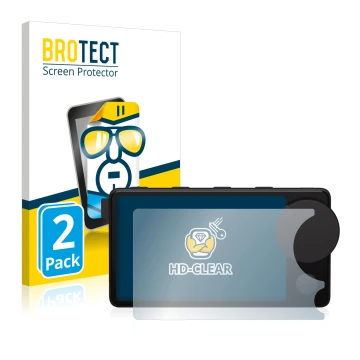 Parte frontal de un envase de producto con el logotipo de la marca BROTECT. Al lado se muestra el dispositivo Spotify Car Thin