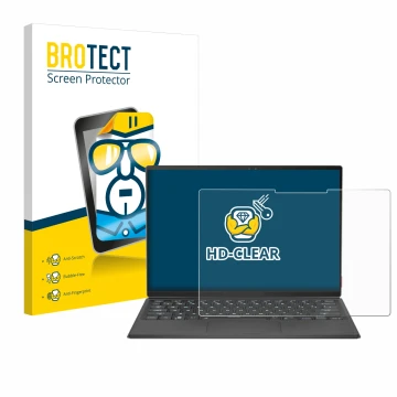 Parte frontal de un envase de producto con el logotipo de la marca BROTECT. Al lado se muestra el dispositivo ASUS Rog Flow Z1