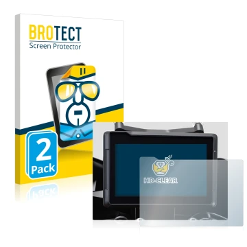 Parte frontal de un envase de producto con el logotipo de la marca BROTECT. Al lado se muestra el dispositivo KTM 1290 Super D