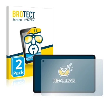 Parte frontal de un envase de producto con el logotipo de la marca BROTECT. Al lado se muestra el dispositivo Huawei MatePad P