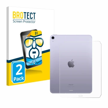 Parte frontal de un envase de producto con el logotipo de la marca BROTECT. Al lado se muestra el dispositivo Apple iPad Air 5