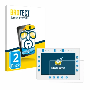 Parte frontal de un envase de producto con el logotipo de la marca BROTECT. Al lado se muestra el dispositivo Megasat HD7 Comb