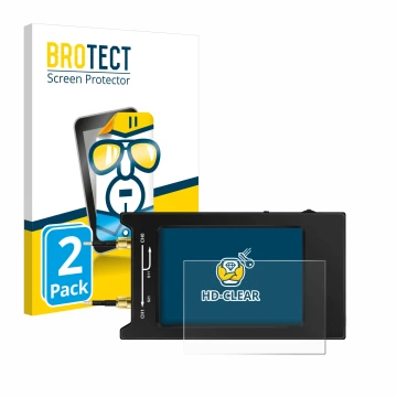 Parte frontal de un envase de producto con el logotipo de la marca BROTECT. Al lado se muestra el dispositivo NanoVNA H4 con s