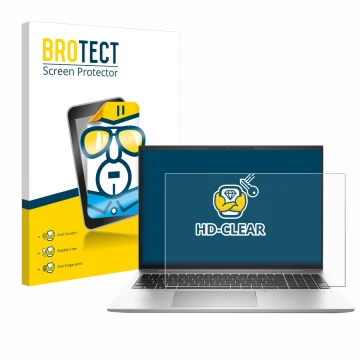 Parte frontal de un envase de producto con el logotipo de la marca BROTECT. Al lado se muestra el dispositivo HP EliteBook 840