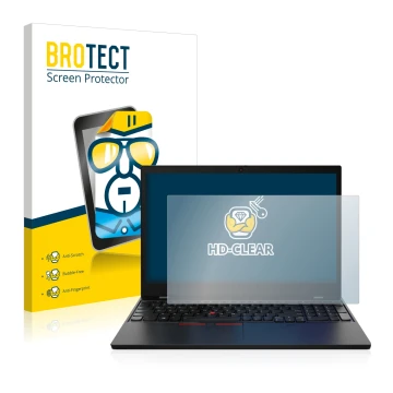 Parte frontal de un envase de producto con el logotipo de la marca BROTECT. Al lado se muestra el dispositivo Lenovo ThinkPad 