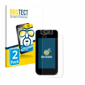 Parte frontal de un envase de producto con el logotipo de la marca BROTECT. Al lado se muestra el dispositivo Vtech KidiBuzz 3