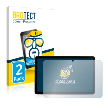 Parte frontal de un envase de producto con el logotipo de la marca BROTECT. Al lado se muestra el dispositivo MEDION Lifetab P