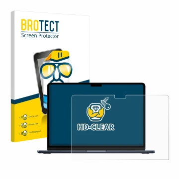 Parte frontal de un envase de producto con el logotipo de la marca BROTECT. Al lado se muestra el dispositivo Apple MacBook Ai